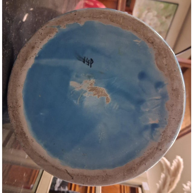 Large Baluster-Shaped Vase in Turquoise Blue Glazed Maises Ceramic, 1920s For Sale - Image 3 of 8