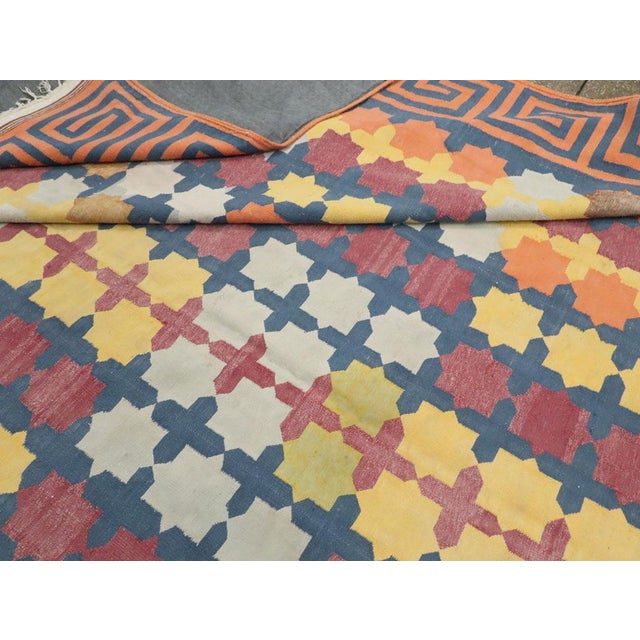 Galerie Shabab Collection Mid-20th Century Handmade Indian Flatweave Dhurrie Room Size Carpet For Sale - Image 10 of 10