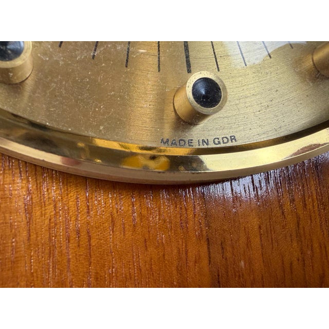 Mid-Century Modern Teak and Brass Wall Clock from Weimar, 1960s For Sale - Image 4 of 6
