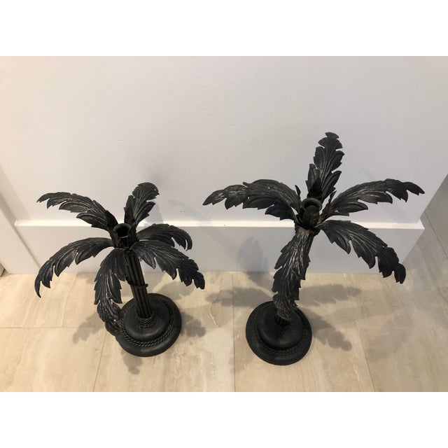 Brutalist Late 20th Century Palm Leaf Candlesticks- Set of 2 For Sale - Image 3 of 7