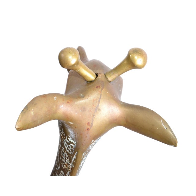 Monumental Mid-Century Modern Hammered Brass & Bronze Giraffe, Animal Sculpture For Sale - Image 11 of 13