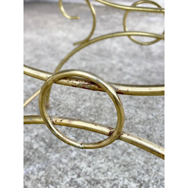 Brass Vintage Art Deco Brass Vanity Seat Window Bench W/ Tuft Cushion For Sale - Image 8 of 9