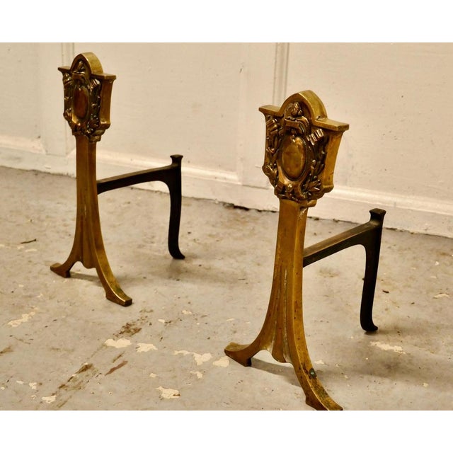 19th Century Brass Fire Dogs, 1890s, Set of 2 For Sale - Image 4 of 6