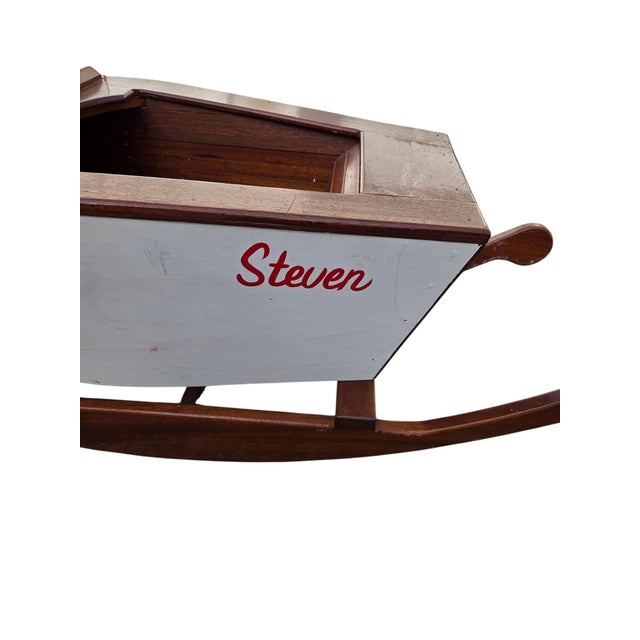 1990s Vintage Folk Art Speedboat Mahogany Runabout Boat Rocking Horse Chris Craft Style For Sale - Image 5 of 18