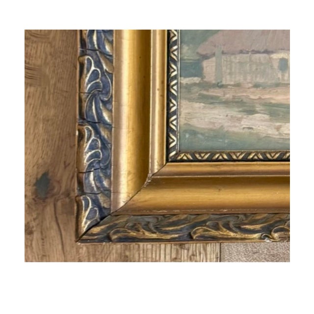 Rustic European 1950s Signed Jeno Karpathy Hungarian Landscape Painting in Gilt Frame For Sale - Image 3 of 7