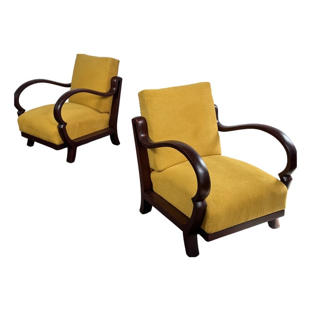 Art Deco Armchairs with Bentwood Arms from Debreceni, 1940, Set of 2 For Sale