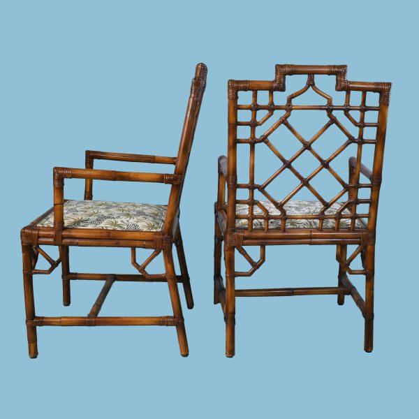English Pair of Fretwork British Colonial Arm Chairs For Sale - Image 3 of 7