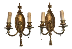 Splendid Bronze French Empire Wall Sconces - a Pair