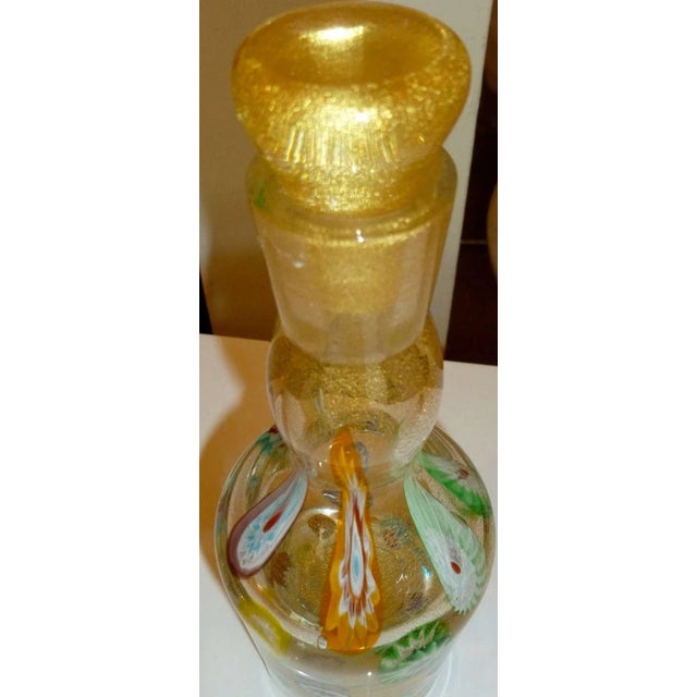 Vintage Murano Fratelli Toso Decanter Bottle With Gold Aventurines and Murrines, 1950's For Sale - Image 9 of 10