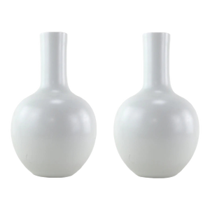 Pair of China Mid-20th Century Ice White Globe Vase
