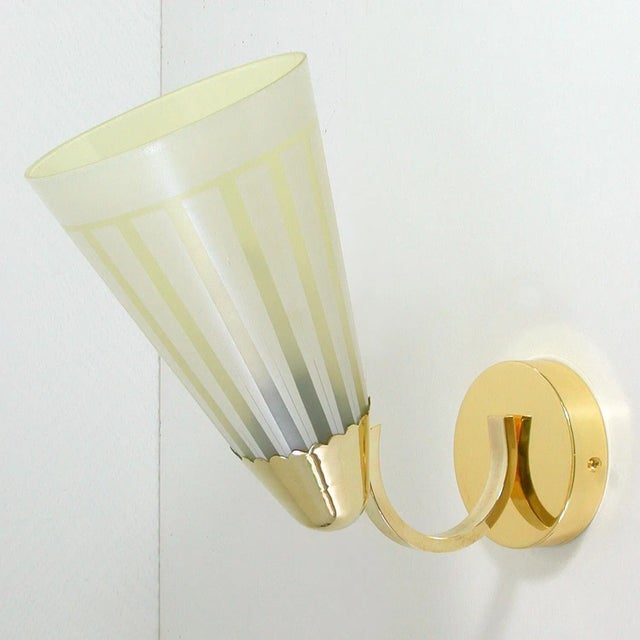 Mid-Century German Brass and Glass Wall Light Sconce, 1950s For Sale - Image 9 of 12
