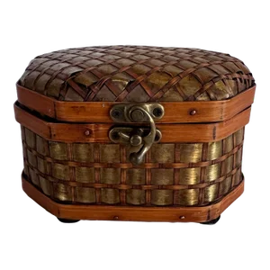 Woven Hinged Box With Brass Detail