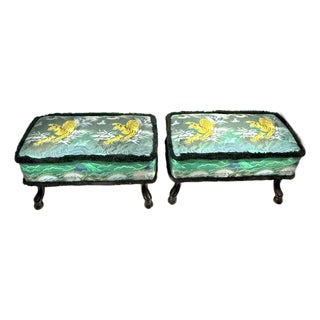 Pair of Gucci Tiger Jacquard Stools For Sale