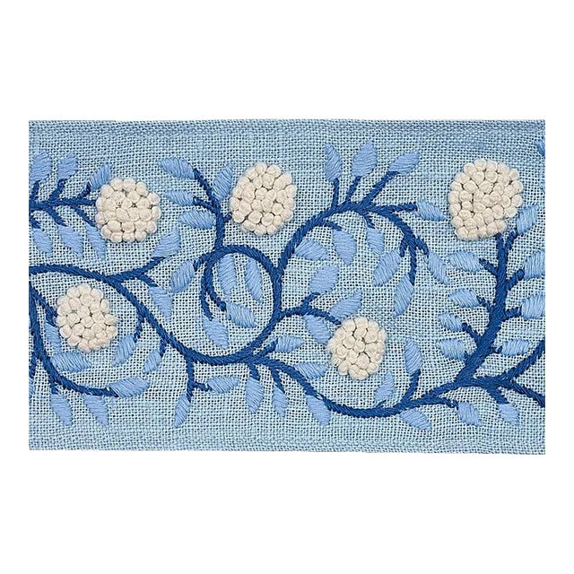 Sample - Schumacher Ashoka Tape in Ivory & Blue For Sale