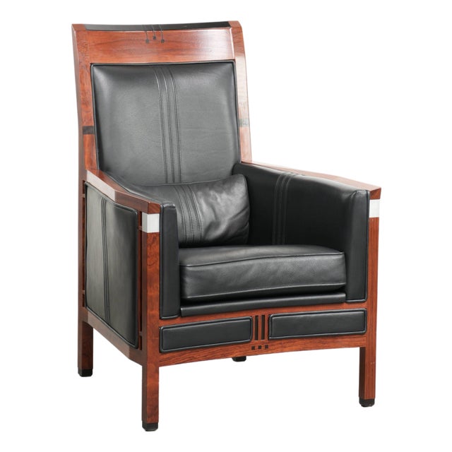 Art Deco Black Cowhide Decoforma Series High Back Lounge Chair from Schuitema For Sale
