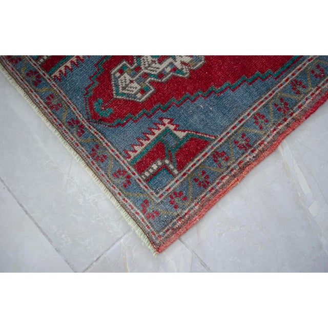Textile 1960s Entryway Decor Small Turkish Rug Hand Knotted Bath Rug Kitchen Mat Bedside Accent - 21' X 37'' For Sale - Image 7 of 12