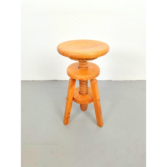 Vintage Architect's Corkscrew Stool in Pine, 1960s For Sale - Image 4 of 9