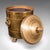 This is an antique coal bin. An English, brass fireside log store, dating to the Edwardian period, circa 1910. Striking...