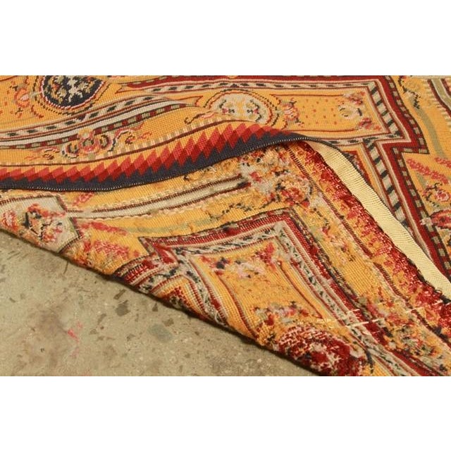 1980s Vintage Needlepoint Rug in Gold and Red With Geometric Medallions For Sale - Image 5 of 5