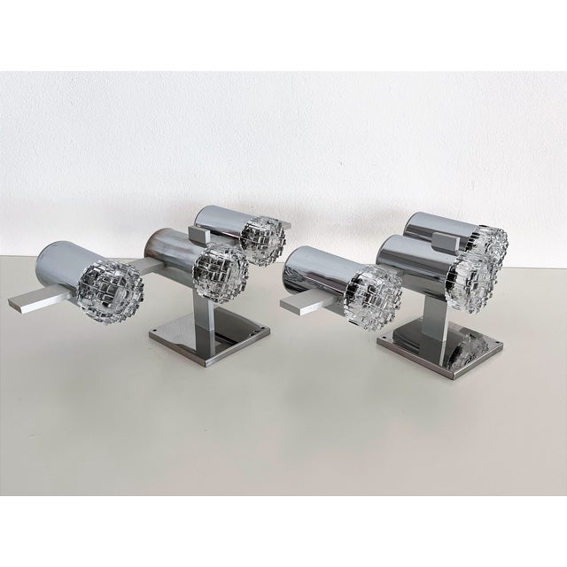 Metal Italian Mid-Century Chrome and Glass Wall Sconces attributed to Gaetano Sciolari, 1960s, Set of 2 For Sale - Image 7 of 18