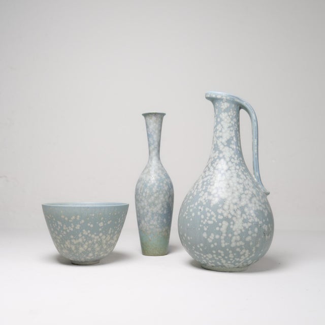 Rörstrand Mid-Century Modern Ceramic Pieces attributed to Gunnar Nylund for Rörstrand, Sweden, 1950s, Set of 3 For Sale - Image 4 of 14