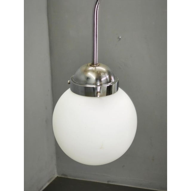 Czech Bauhaus Chandelier with Opaline Glass Globes, 1940s For Sale - Image 9 of 17
