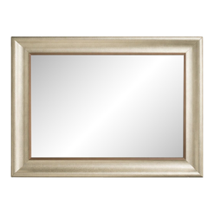 Late 20th Century Large Transitional Champagne Silver Wall Mirror With Copper-Tone Liner – 40" Console or Dresser Mirror