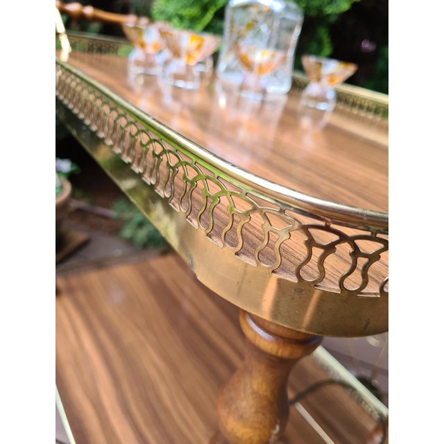 Wood Hollywood Regency-Style Mobile Bar Cart, 1970s For Sale - Image 7 of 14