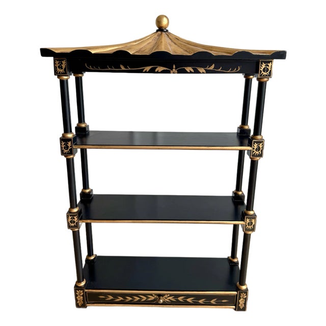 1970s Union National Furniture Co. Chinoiserie Pagoda Wall Étagère / Shelf For Sale