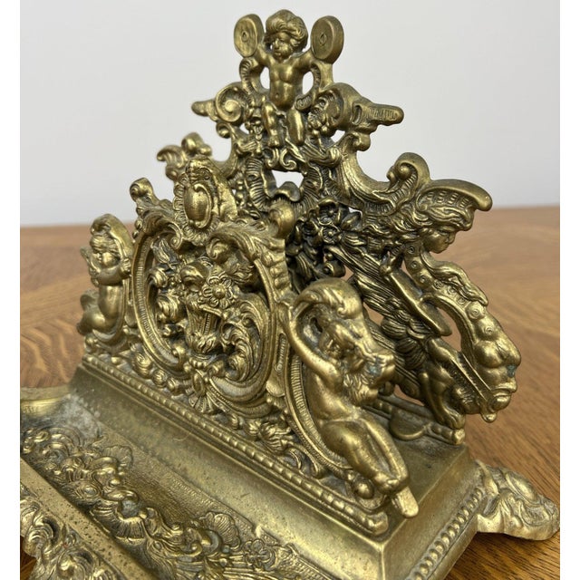 Metal Vintage Inkwell Set in Brass For Sale - Image 7 of 13