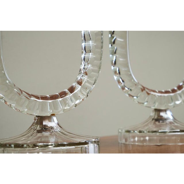 Vintage French Art Deco Candleholders in Crystal, 1930s, Set of 2 For Sale - Image 11 of 12