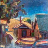 Expressionist Landscape Oil Painting of China Camp with Boats For Sale