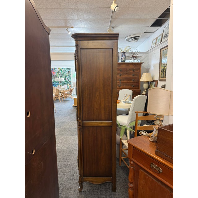 1950s Pair of Kindel "Beauclair" French Louis XV Style Walnut Chifferobes With Silk Panels For Sale - Image 4 of 18