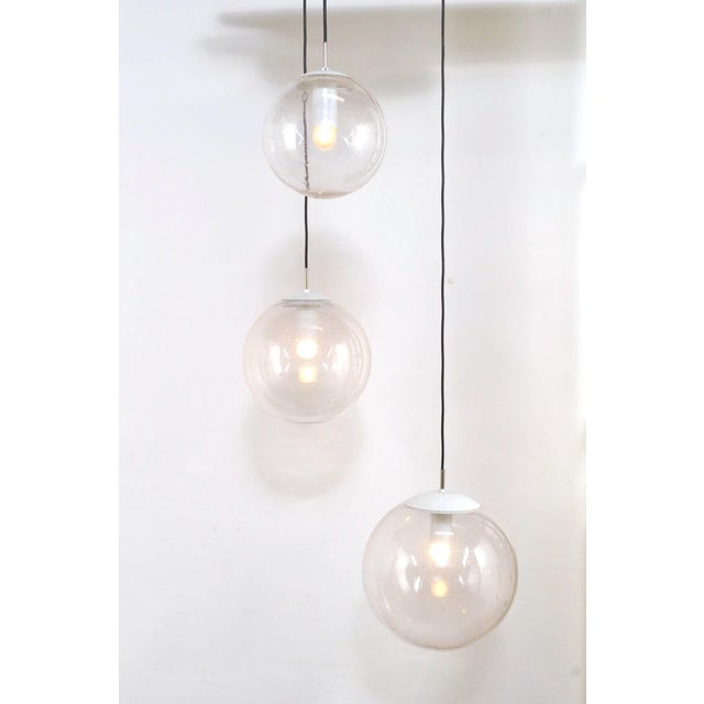 White Vintage Three-Light Pendant Lamp, 1960s For Sale - Image 8 of 15