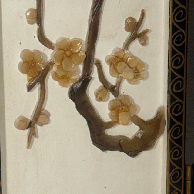Vintage Chinoiserie Tabletop Four Panel Screen For Sale - Image 9 of 12