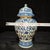 Chinoiserie Pair of Chinese Blue and White Interlocking Lotus General’s Ginger Jars, Chinoiserie Lidded Urns For Sale - Image 3 of 10
