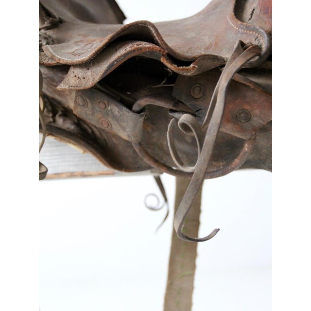 Old Western Leather Saddle Decorative Ranch Decor For Sale - Image 12 of 15