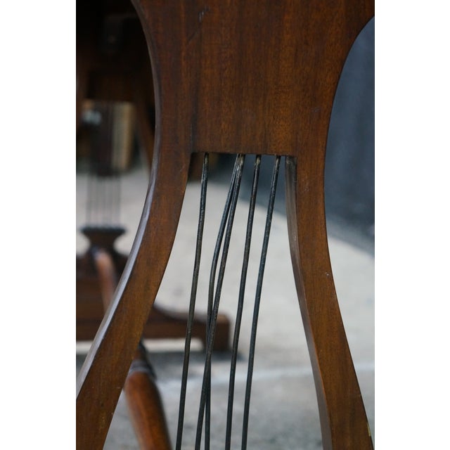 Antique Early 19th C. Regency Flame Mahogany Lyre Base Drop Leaf Sofa Table Desk For Sale - Image 15 of 16