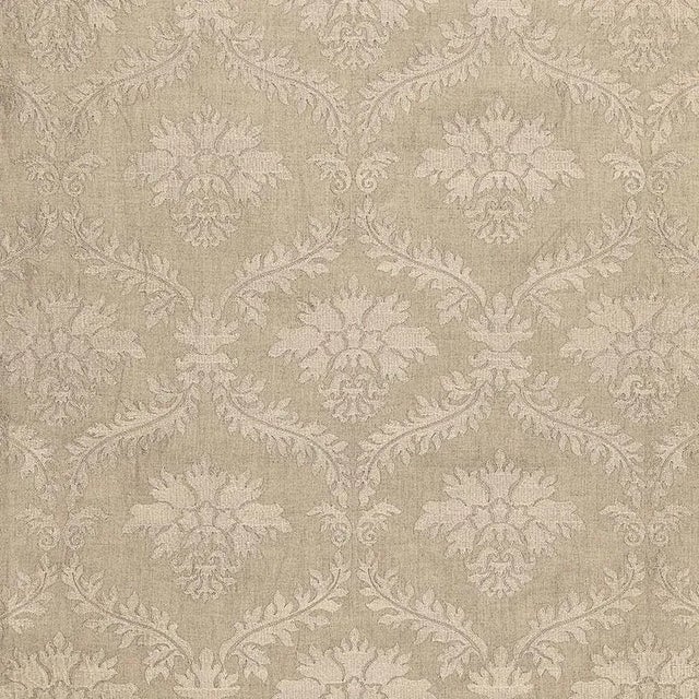 Contemporary Sample - Schumacher Valbonne Linen Embroidery Fabric in Greige For Sale - Image 3 of 3