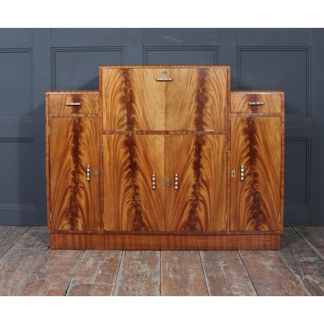 English Art Deco Walnut Cocktail Sideboard, 1930s For Sale - Image 12 of 16