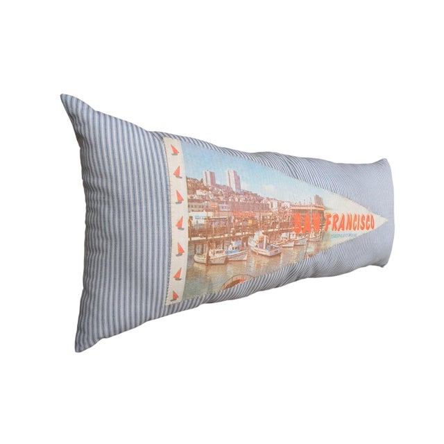 American Handcrafted Custom San Francisco Pennant Flag Lumbar Pillow For Sale - Image 3 of 11