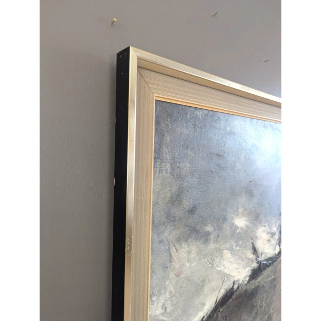 Mid-Century Modern 'Storm's Edge' Vintage Original Swedish Expressive Landscape Oil Painting, Framed For Sale - Image 6 of 10