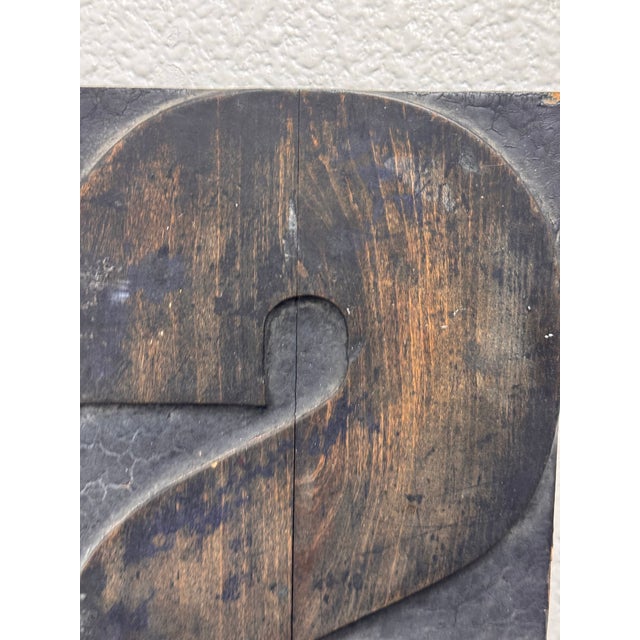 Brown Letter "S" Woodblock Wall Hanging, Vintage For Sale - Image 8 of 12