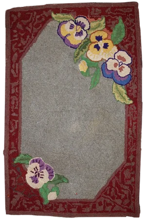 1920s Antique American Hooked Rug - 2' X 3'3"