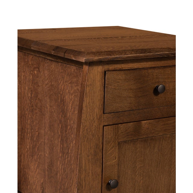 Mission White Oak 1 Drawer 1 Door Inlay End Table - Walnut Stain For Sale - Image 10 of 10