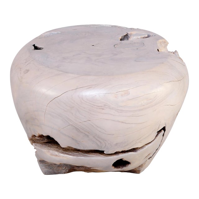 Bleached White Teak Root Accent or Side Table or Stool 23 For Sale