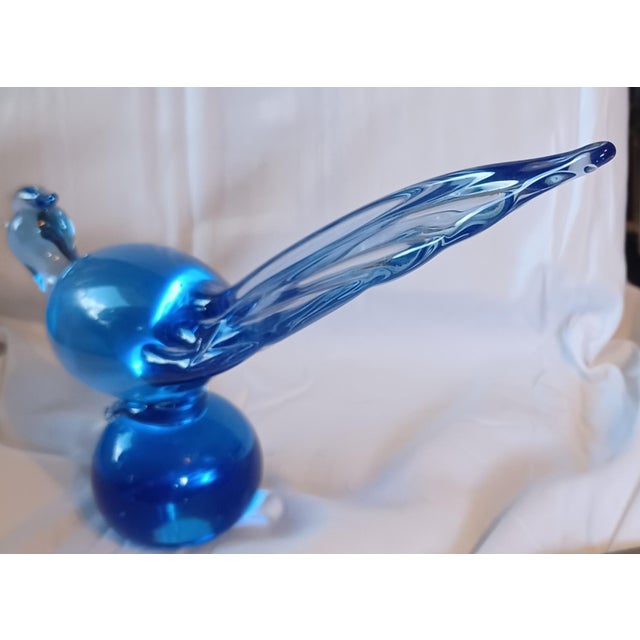 Arts & Crafts 1960s Tiffin "Copen Blue " Art Glass Pheasant. For Sale - Image 3 of 7