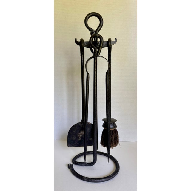 Vintage Wrought Iron Fireplace Set With Sculptural Loop Details For Sale - Image 11 of 11