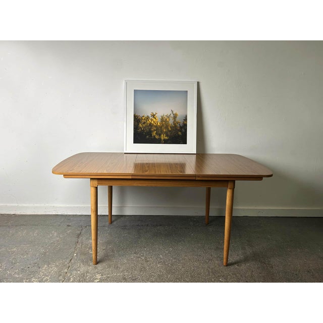 Mid Century Extending Formica Dining Table with Beech Legs from Schreiber, 1960s-70s For Sale - Image 4 of 11