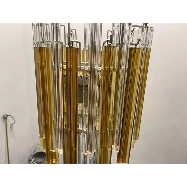 Gold Murano Glass Trilobi Chandelier by Venini, 1980s For Sale - Image 8 of 11